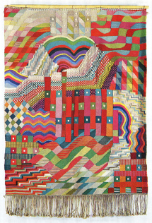 Slit Tapestry Red-Green by Gunta Stölzl